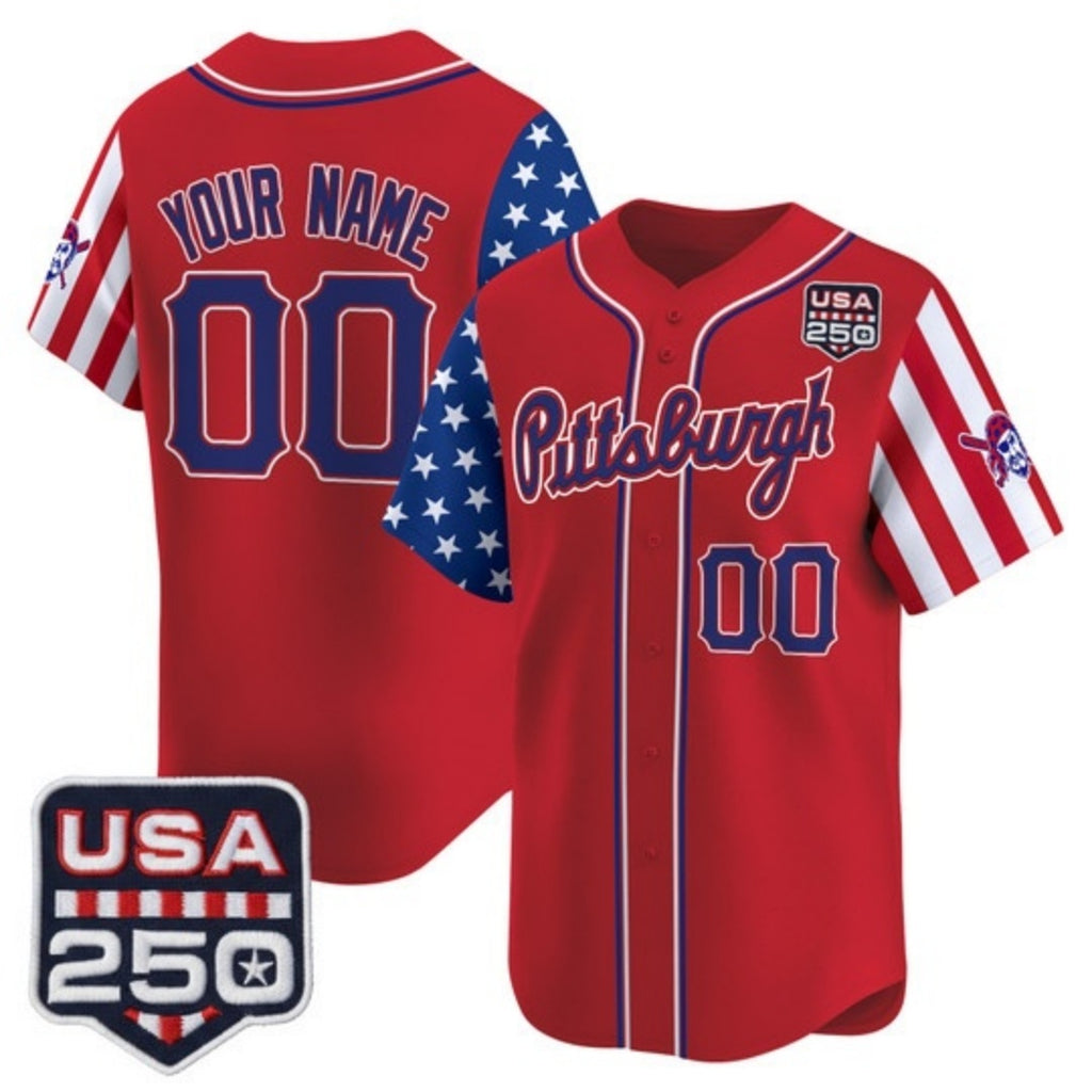 Custom Pittsburgh Pirates America 250 Edition Vapor Premier Limited Red JEROMEN Stitched Jerseys