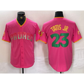 San Diego Padres #23 Fernando Tatis Jr. Pink JEROMEN Cool Base Stitched Jersey 2