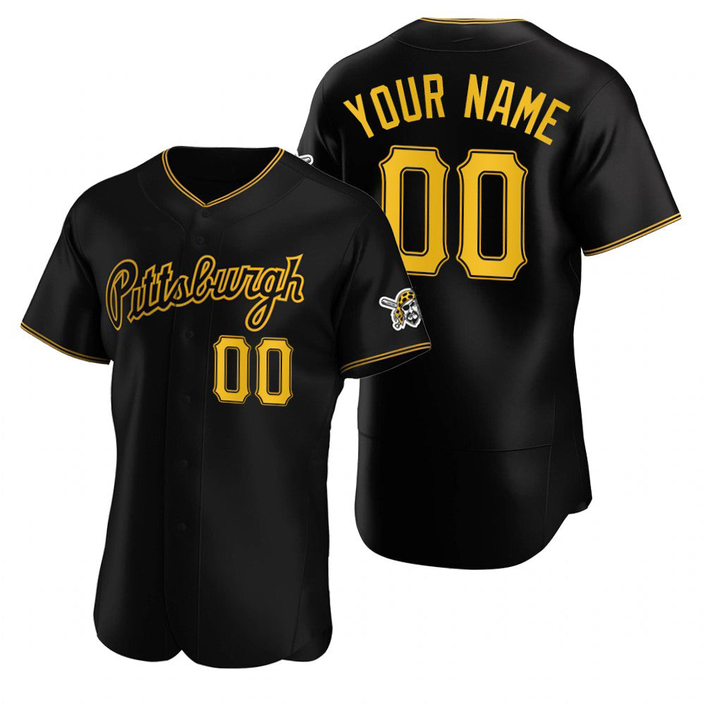Custom Pittsburgh Pirates Black JEROMEN Stitched Flex Base Jersey
