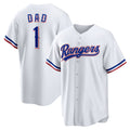 Texas Rangers #1 Dad Home White JEROMEN Replica Jersey