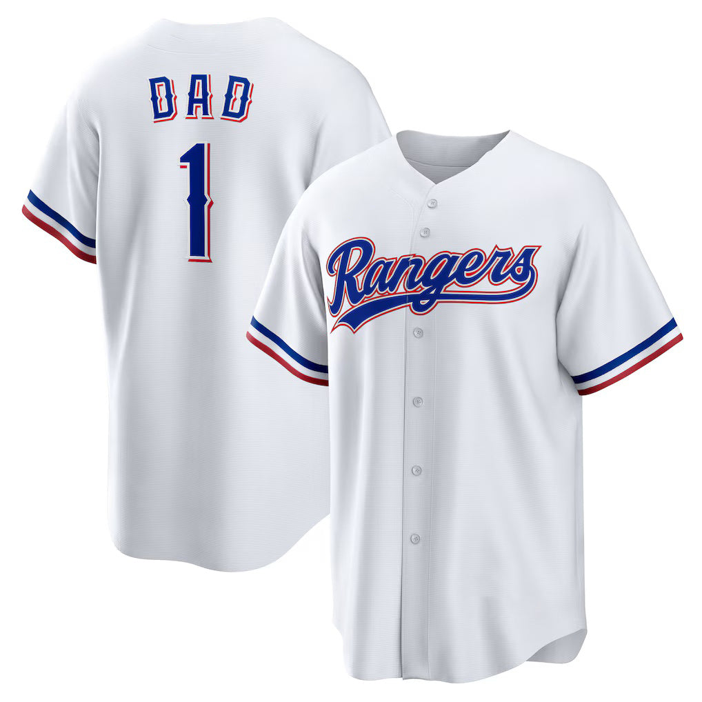 Texas Rangers #1 Dad Home White JEROMEN Replica Jersey