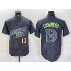 Tampa Bay Rays #13 Junior Caminero Number Charcoal JEROMEN 2024 City Connect Limited Stitched Jerseys