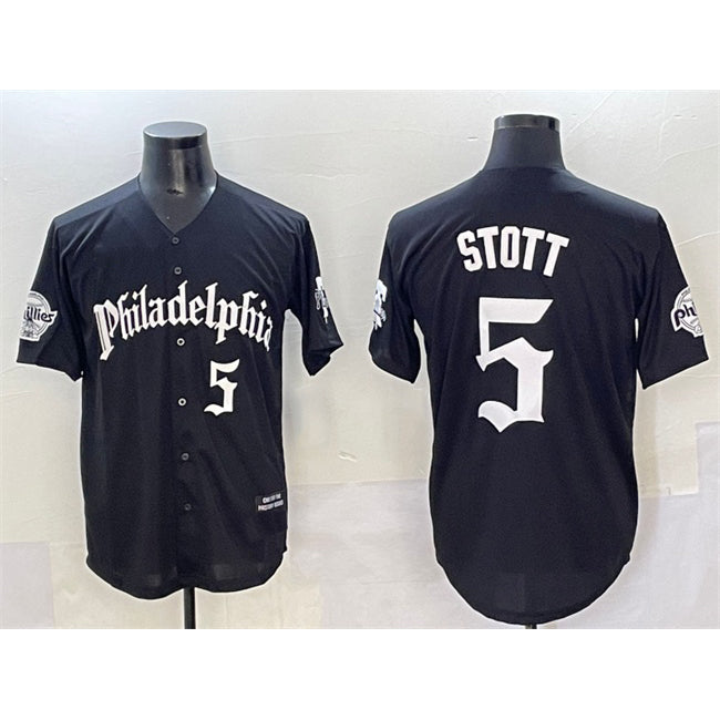 Philadelphia Phillies #5 Bryson Stott Black JEROMEN Gothic Vapor Limited Stitched Jersey