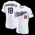 Los Angeles Dodgers #18 Yoshinobu Yamamoto White JEROMEN 2026 Gold Collection Authentic Jersey