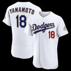 Los Angeles Dodgers #18 Yoshinobu Yamamoto White JEROMEN 2026 Gold Collection Authentic Jersey