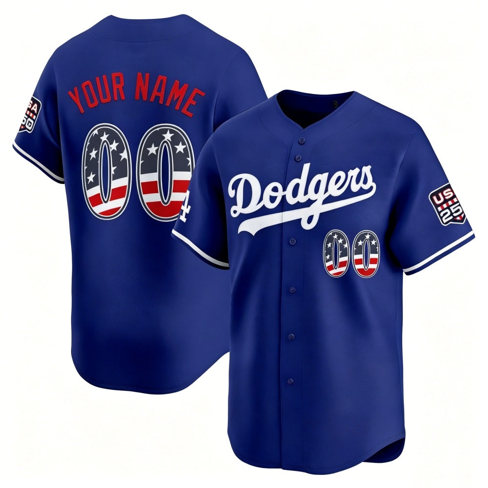 Custom Los Angeles Dodgers Royal JEROMEN USA 250 Fourth of July Limited Stitched Jersey