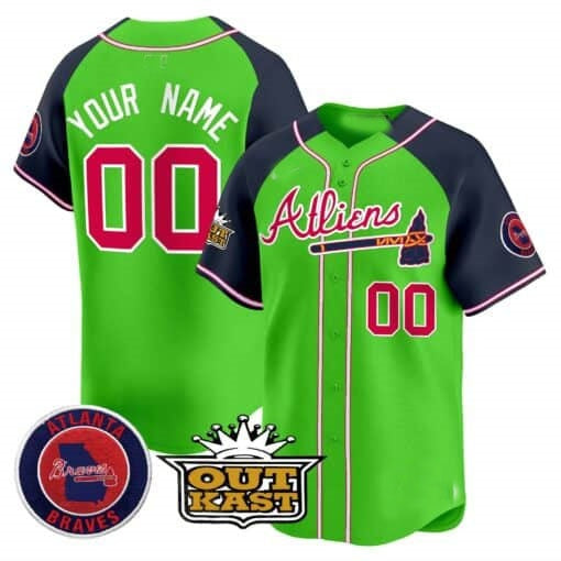 Custom Atlanta Braves Atliens Vapor Premier Limited Jersey ¨CGreen 2 JEROMEN