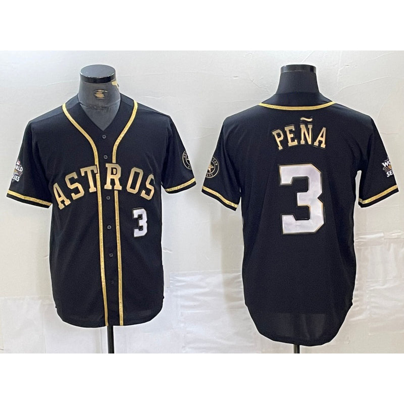 Houston Astros #3 Jeremy Pena Black Gold JEROMEN Player Number Cool Base Jersey