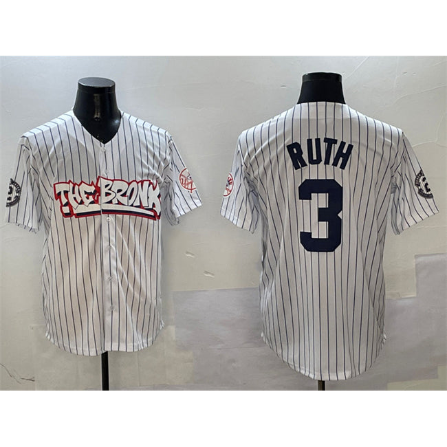 New York Yankees #3 Babe Ruth White JEROMEN Bronx Graffiti Vapor Limited Stitched Jersey