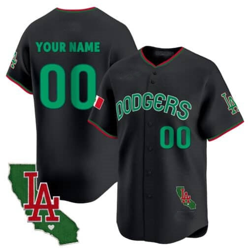 Custom Los Angeles Dodgers Mexico California Patch Vapor Premier Limited Jersey V3 ¨C Black JEROMEN