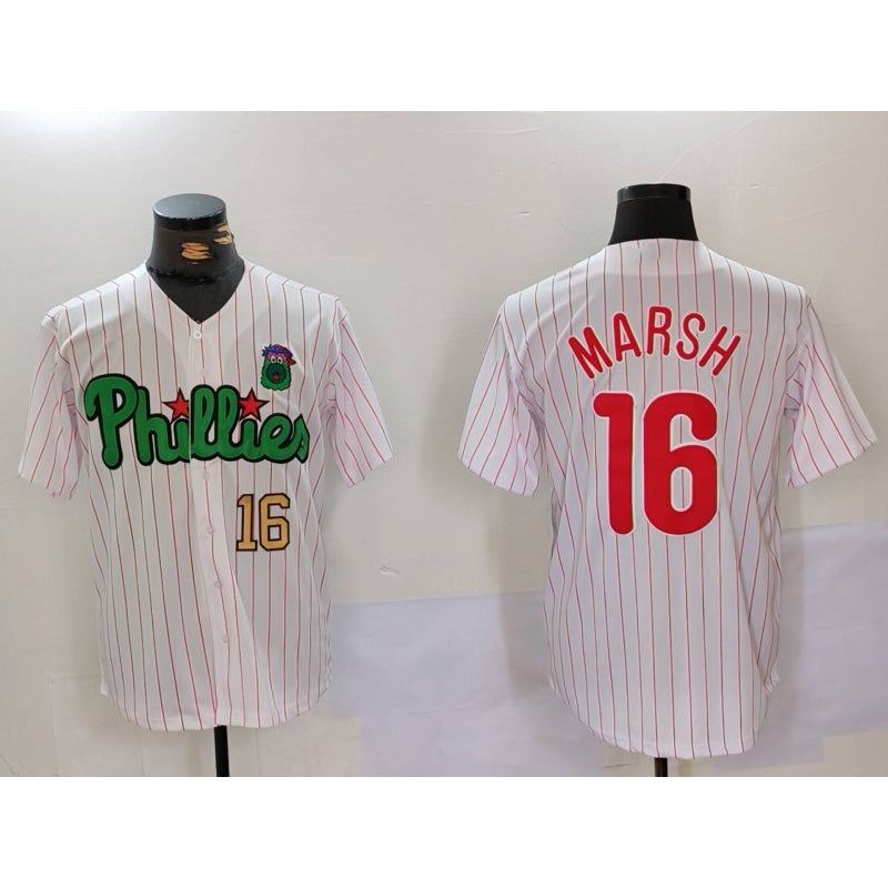 Philadelphia Phillies #16 Brandon Marsh White Green JEROMEN Cool Base Stitched Jerseys