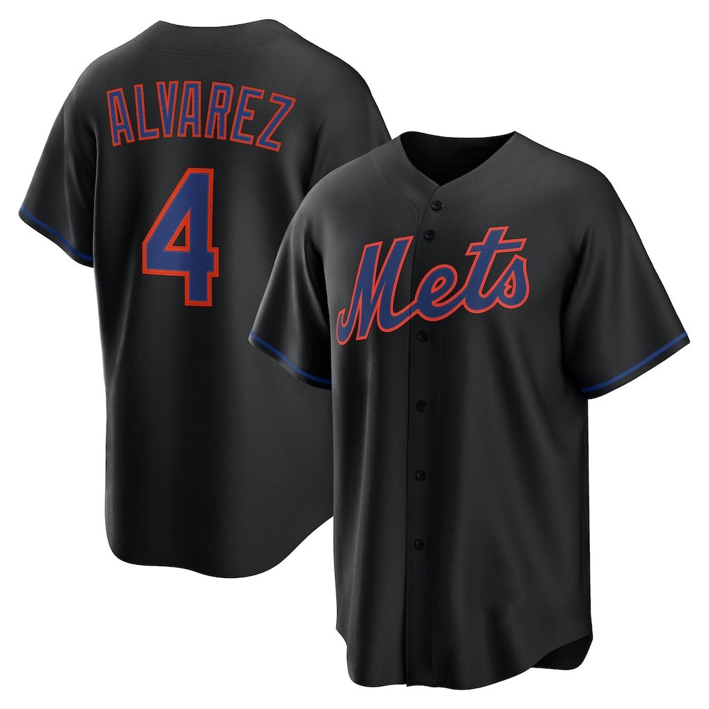 New York Mets #4 Francisco Alvarez Black JEROMEN Alternate Replica Jersey