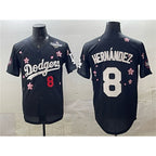 Los Angeles Dodgers #8 Enrique Hern¨¢ndez Black JEROMEN 2025 World Series Patch Tokyo Series Limited Stitched Jersey