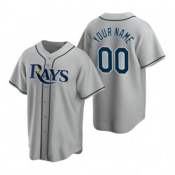 Custom Tampa Bay Rays Gray JEROMEN 2020 Stitched Cool Base Road Jersey