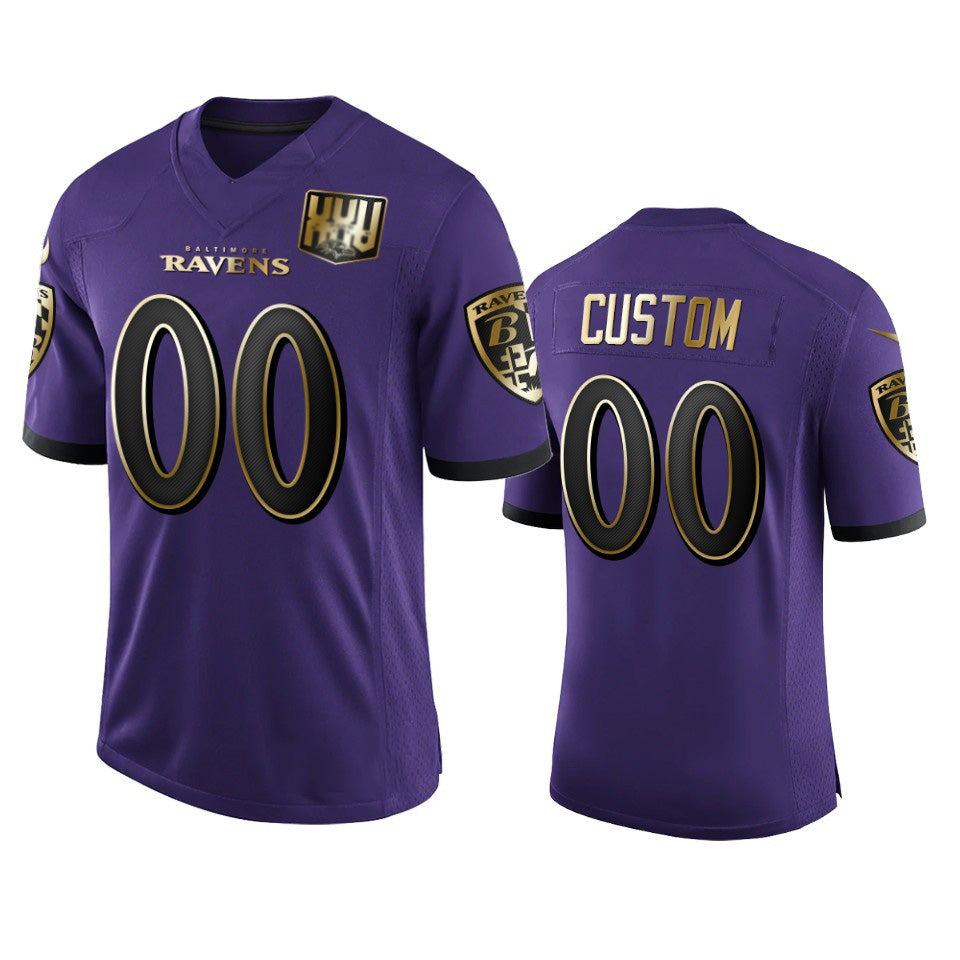 Custom B.Ravens Purple JEROMEN Team 25th Season Golden Limited Jersey