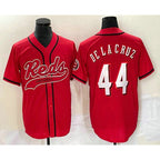 Cincinnati Reds #44 Elly De La Cruz Red JEROMEN With Patch Cool Base Stitched Jersey