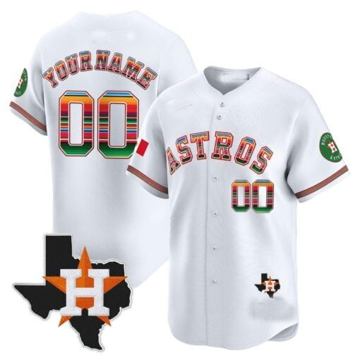 Custom Houston Astros Mexico Texas Patch Vapor Premier Limited Jersey ¨C White JEROMEN