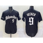 Milwaukee Brewers #9 Bob Uecker Black JEROMEN 'Gothic 414 Shadows Edition' Vapor Premier Limited Stitched Jersey