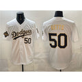 Los Angeles Dodgers #50 Mookie Betts White Gold JEROMEN 2025 World Series Champions Patch Limited Stitched Jersey