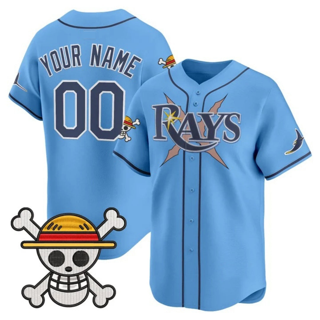 Custom Tampa Bay Rays x One Piece Blue JEROMEN Vapor Premier Limited Jersey - Stitched