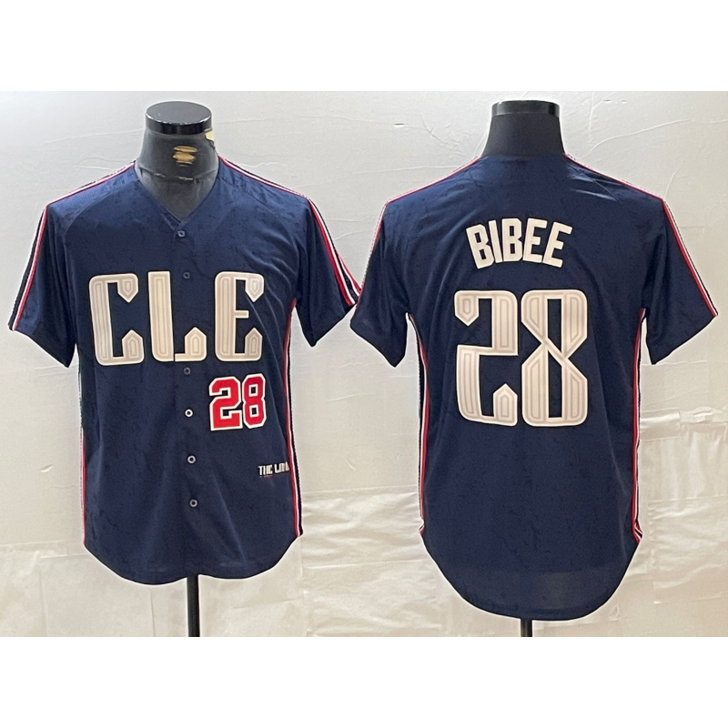 Cleveland Guardians #28 Tanner Bibee Number Navy JEROMEN 2024 City Connect Limited Stitched Jersey
