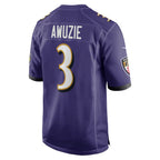B.Ravens #3 Chidobe Awuzie Purple JEROMEN Team Game Jersey