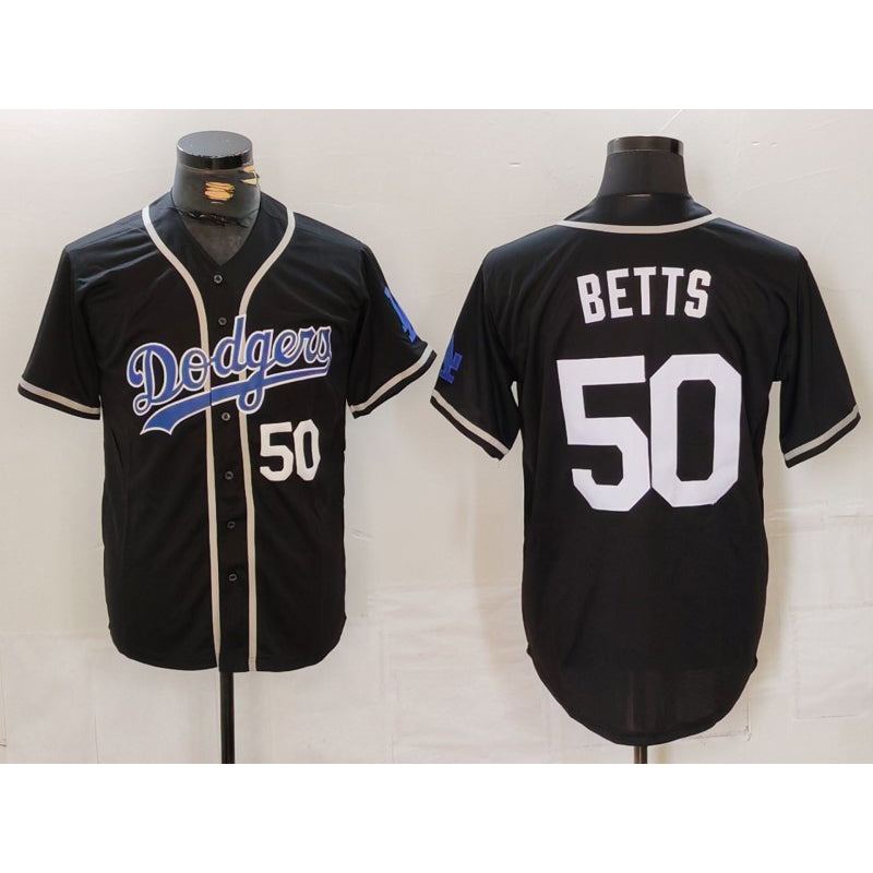Los Angeles Dodgers #50 Mookie Betts Number Black JEROMEN White Cool Base Stitched Jerseys