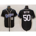 Los Angeles Dodgers #50 Mookie Betts Number Black JEROMEN White Cool Base Stitched Jerseys