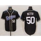Los Angeles Dodgers #50 Mookie Betts Number Black JEROMEN White Cool Base Stitched Jerseys