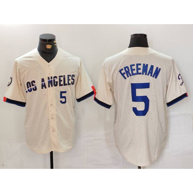 Los Angeles Dodgers #5 Freddie Freeman Number Cream JEROMEN 2024 City Connect Limited Stitched Jerseys