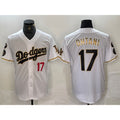 Los Angeles Dodgers #17 Shohei Ohtani Number White Gold JEROMEN Fashion Stitched Cool Base Limited Jerseys