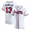 Atlanta Braves #13 JEROMENld Acu?a Jr. White JEROMEN Home Elite Player Jersey