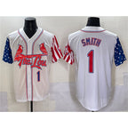 St. Louis Cardinals #1 Ozzie Smith White JEROMEN Independence Day Vapor Premier Limited Stitched Jersey
