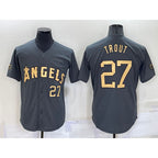 Los Angeles Angels #27 Mike Trout Number Grey JEROMEN 2022 All Star Stitched Cool Base Jersey