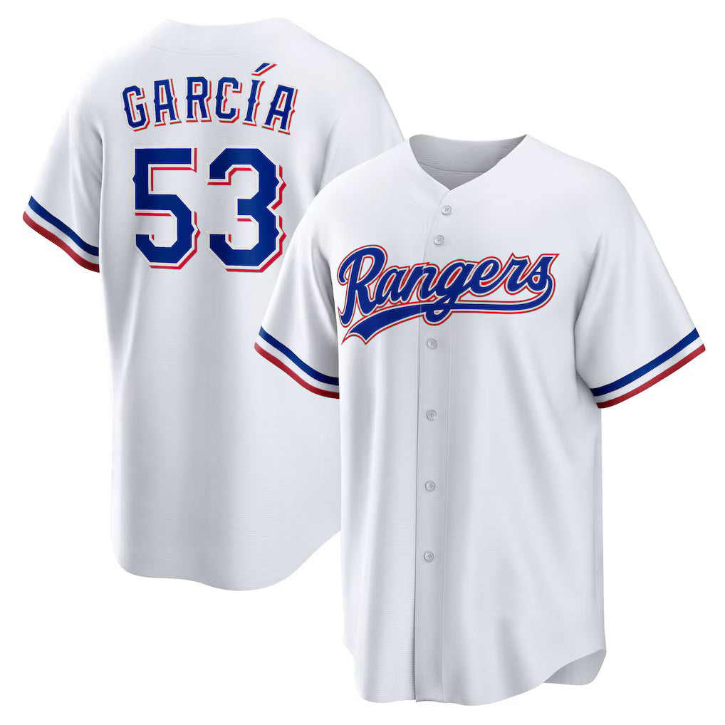 Texas Rangers #53 Adolis Garcia White JEROMEN Home Replica Jersey