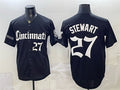 Cincinnati Reds #27 Sal Stewart Black JEROMEN 'Gothic Queen City Edition' Vapor Premier Limited Stitched Jersey