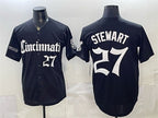 Cincinnati Reds #27 Sal Stewart Black JEROMEN 'Gothic Queen City Edition' Vapor Premier Limited Stitched Jersey