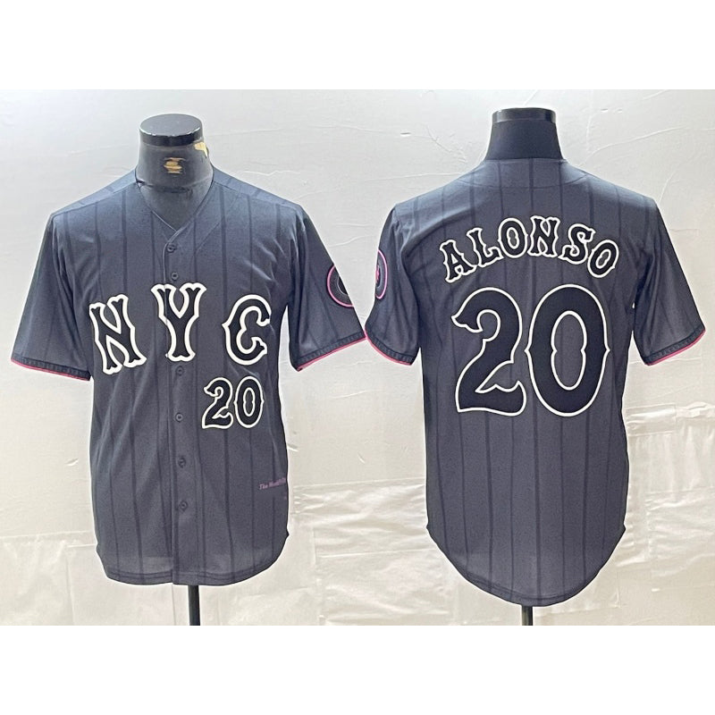 New York Mets #20 Pete Alonso Number Grey JEROMEN 2024 City Connect Cool Base Stitched Jersey 2