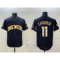 Milwaukee Brewers #11 Jackson Chourio Black Gold JEROMEN With Home Patch Limited Stitched Jersey