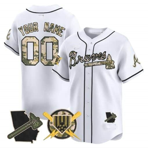Custom Atlanta Braves Armed Forces Day Vapor Premier Limited Jersey ¨C White JEROMEN