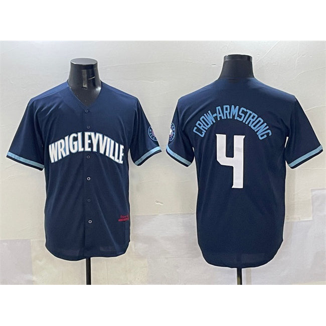 Chicago Cubs #4 Pete Crow-Armstrong Navy JEROMEN City Connect Stitched Jersey