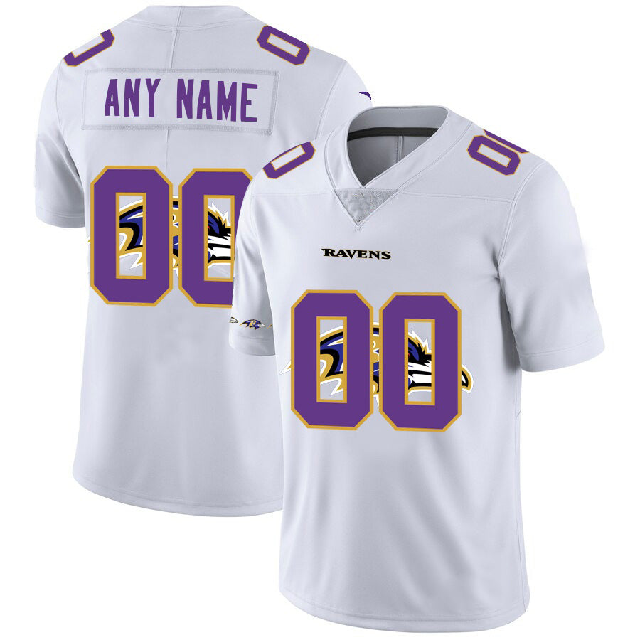 Custom B.Ravens White JEROMEN Team Big Logo Vapor Untouchable Limited Jersey