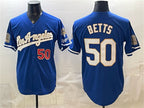 Los Angeles Dodgers #50 Mookie Betts Royal JEROMEN 2026 Gold Collection 9x & B2B Champs Patch Stitched Jersey