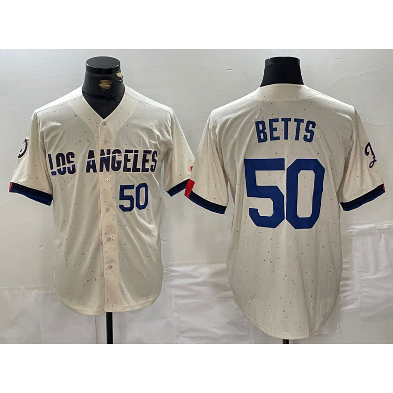 Los Angeles Dodgers #50 Mookie Betts Number Cream JEROMEN 2024 City Connect Limited Stitched Jerseys