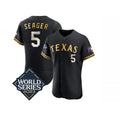 Texas Rangers #5 Corey Seager Black Gold JEROMEN 2023 World Series Flex Base Stitched Jersey