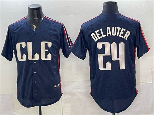 Cleveland Guardians #24 Chase DeLauter Navy JEROMEN 2024 City Connect Limited Stitched Jersey