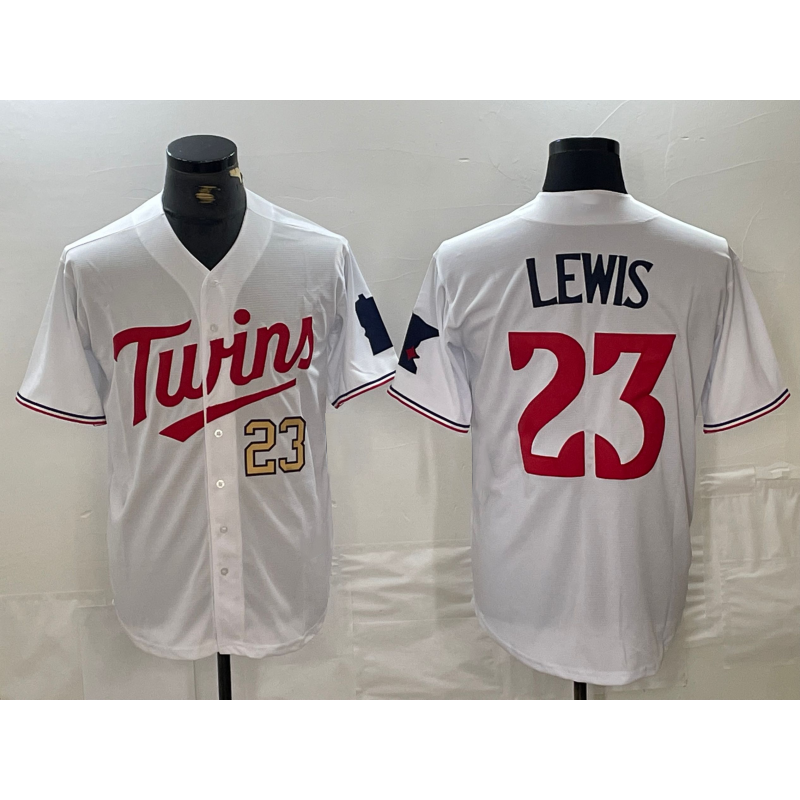 Minnesota Twins #23 Royce Lewis Number White JEROMEN Stitched Cool Base Jerseys
