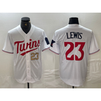 Minnesota Twins #23 Royce Lewis Number White JEROMEN Stitched Cool Base Jerseys