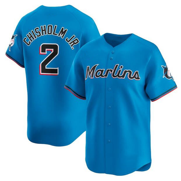 Miami Marlins #2 Jazz Chisholm Jr. Blue JEROMEN Limited Stitched Jersey