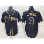 Philadelphia Phillies #3 Bryce Harper Black Gold JEROMEN Cool Base Stitched Jersey
